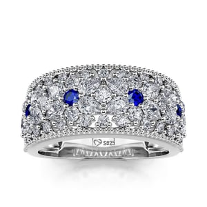 Jeulia Four Petals Flower Sterling Silver Women's Band