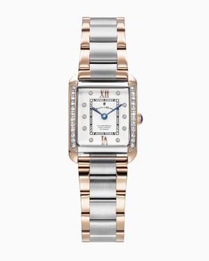 Emily 22x19mm Two-hands Two-tone White dial with Stones Stainless steel swiss watch - 22 x 19 mm