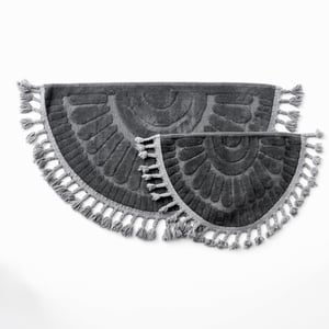 Sunshine Tasseled Cotton Bath Mat Set - Anthracite
