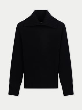 Slit T-Neck Sweater - 2XL / Black / WK1022-1481