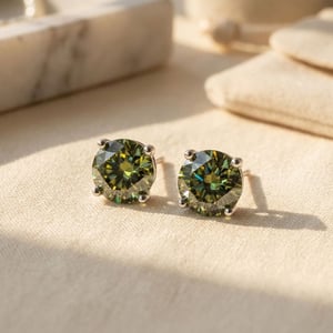 Peridot Moissanite Crystal Sterling Silver Earrings
