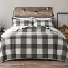 QE Home Wellington Pine Gingham Cotton Quilt Set, Geometric, Grey, Queen