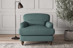 nkuku Deni Armchair | Make To Order | Recycled Cotton Teal | Recycled Cotton Airforce