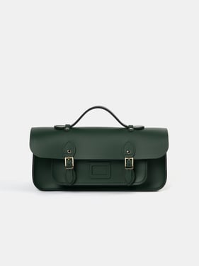 The Long Satchel - Racing Green & Racing Green Celtic Grain