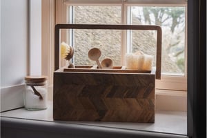 nkuku Sukha Mango Wood Caddy | Bathroom | One Size | Natural