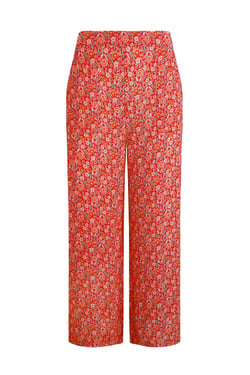 Weird Fish Sarita Wide Leg Printed Viscose Trousers Tango Red Size 10