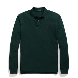 Polo Ralph Lauren L/S Custom Slim Fit Polo Shirt Scotch Pine Heather