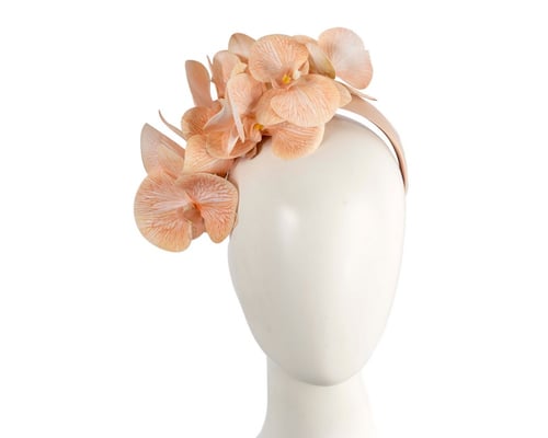 Bespoke peach orchid flower headband by Fillies Collection