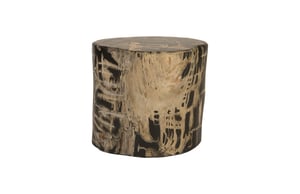 Cast Petrified Textured Wood & Resin Stool