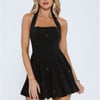 Mirrorball Muse Halter Mini Dress Black