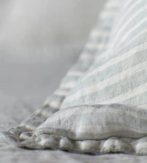Sage Stripe 100% Linen Duvet Cover
