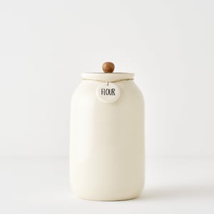Ceramic Jar with Acacia Lid - Flour Jar