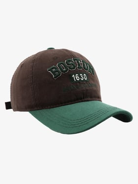 Thesupermade Retro Colorblocked Monogrammed Embroidered Cap - Dark Green / One Size