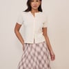 White Pointelle Short Sleeve Top