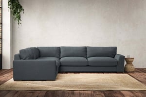 nkuku Guddu Large Left Hand Corner Sofa | Make To Order | Brera Linen Dusk | No Colour