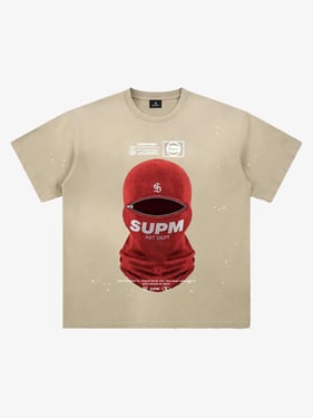 Red Balaclava Graphic T-Shirt - Apricot / 2XL