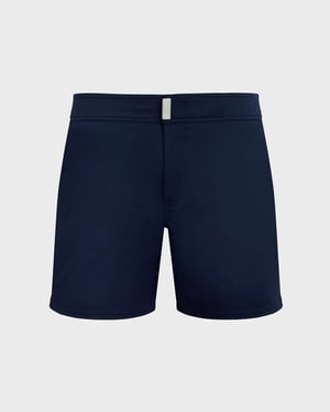 Vilebrequin - Men Stretch Swim Shorts Flat Belt Solid - Swimwear - Merise - Blue - Size XXXL