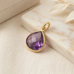 Amethyst February Gemstone Gold Vermeil Plated Pendant