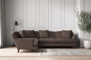 nkuku Deni Large Left Hand Corner Sofa | Make To Order | Recycled Cotton Mocha | No Colour