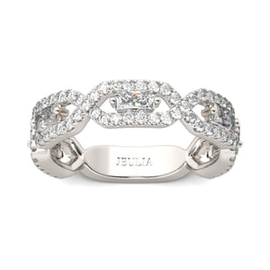 Jeulia Twist Radiant Cut Sterling Silver Women's Band