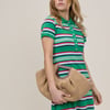 Green Striped Knitted Polo Dress