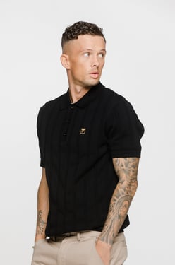 Kennedy Textured Stripe Knit Polo - 3XL