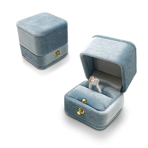 Jeulia Velour Push Metal Button Ring Box