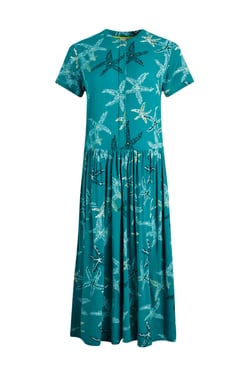 Weird Fish Naffisa Eco Viscose Printed Tea Dress Lagoon Blue Size 14