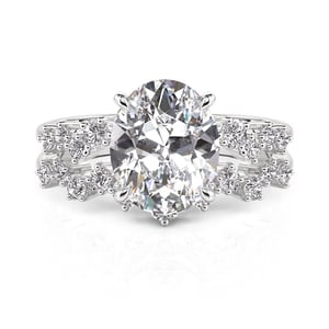 Jeulia Heart Beat Oval Bridal Ring Set Sterling Silver