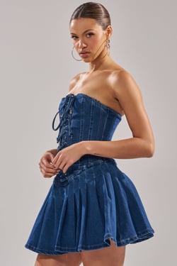 AKIRA Lace Me Up Denim Mini Dress | Size 1X