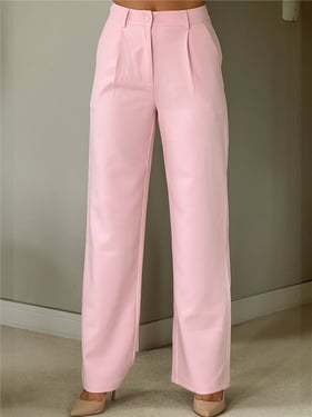 Girl In Mind Jo Pleat Detail Tailored Trouser - Pink - 8