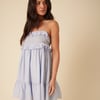 Blue Embroidered Florian Mini Dress