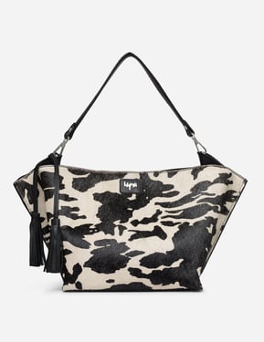 Hyna Iconic Opal Tassel Handbag (B&W) - Black & White