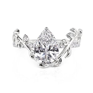 Jeulia Leaf Twist Pear Shaped Ring Sterling Silver