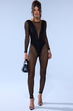 AKIRA All About Me Mesh Jumpsuit | Black | Size XL