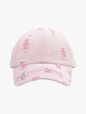 Distressed Letter Embroidery Baseball Cap - Pink / ONE SIZE