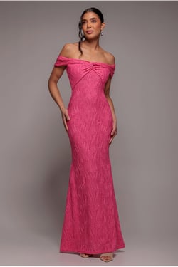 Goddiva Front Knot Twist  Maxi Dress - Magenta