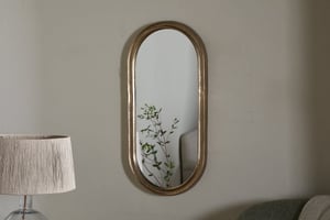 nkuku Mbwa Oval Mirror | Mirrors | One Size | Antique Brass