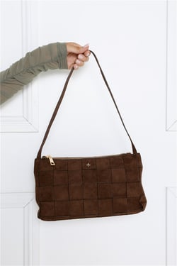 Portia Bag Chocolate Suede Gold