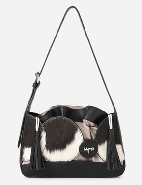 Bubble Muse Shoulder Bag - Natural Black and White Cowhide