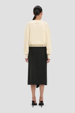 Victoria Beckham Cable Pocket Cardigan In Ivory - XL - Womens