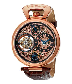 Sovereign Tourbillon 127D Hand-wind 46mm - Grey Dial / Rose Case / Brown Crocodile Strap Tang Buckle