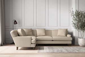 nkuku Deni Large Left Hand Corner Sofa | Make To Order | Recycled Cotton Stone | No Colour