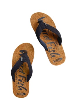 Weird Fish Corkham Cork Effect Flip Flop Denim Size 11