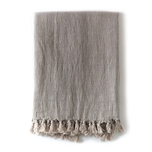 Montauk Linen Throw Blanket   Natural