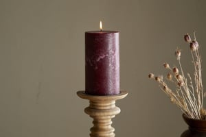 nkuku Rustic Soy Blend Pillar Candle | Candles & Home Fragrance | Large | Dark Cherry