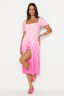 Swish This Way Midi Dress Pink