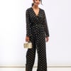 Black Foil Wrap Jumpsuit - 12