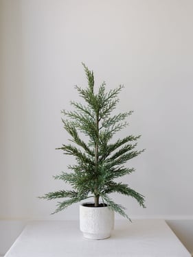 24" / 2 Artificial Evergreen Cedar Tree Set
