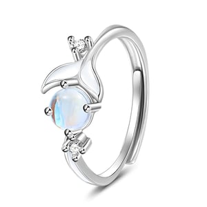 Jeulia Glowing Whale Tail Design Glazestone Adjustable Sterling Silver Ring